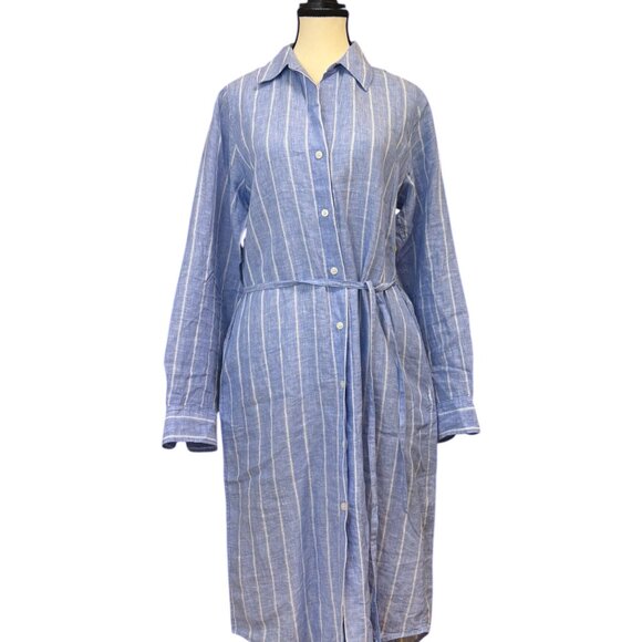 ARKET Baby Blue & White Vertical Stripe Linen Dress (6) - Picture 1 of 4